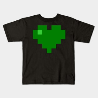 Simple Green Pixel Heart Kids T-Shirt